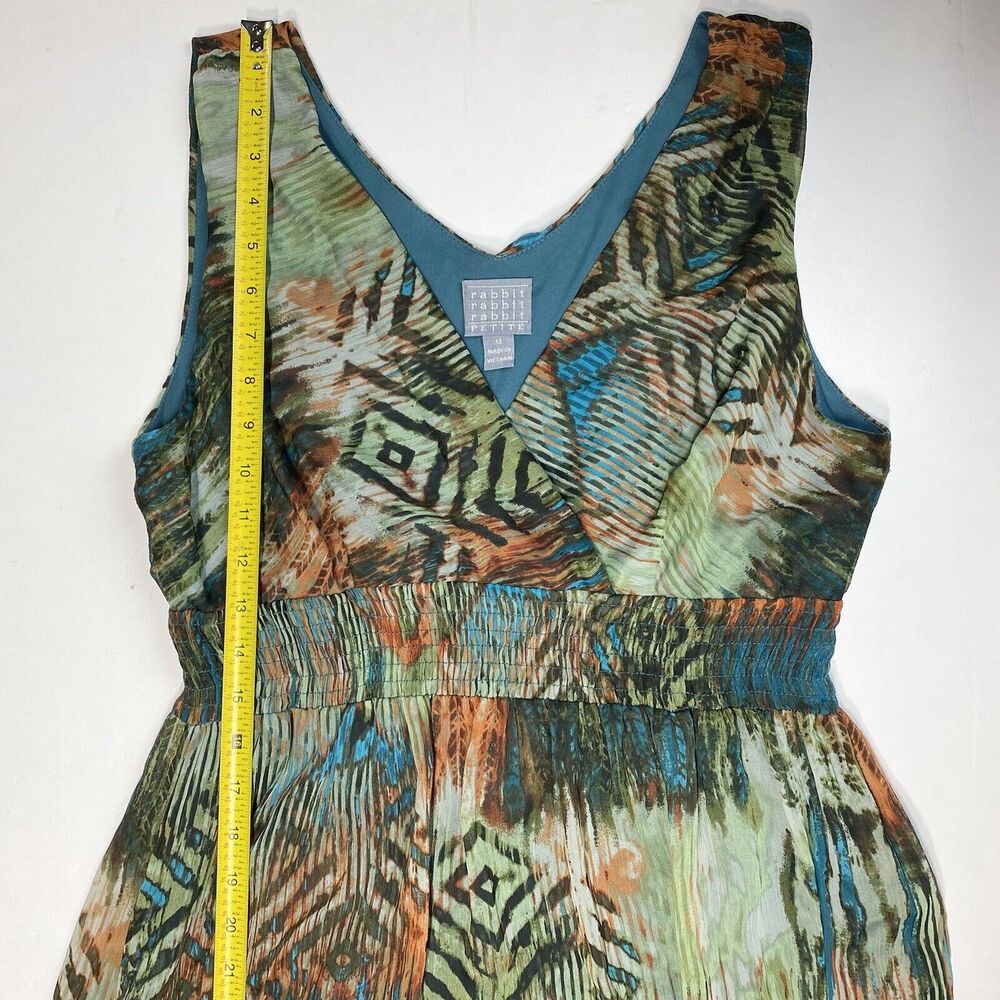 Maxi Dress Rabbit Rabbit Rabbit Petite Sz 12 Aztec/Tribal Pattern Green/Orange - Picture 4 of 11